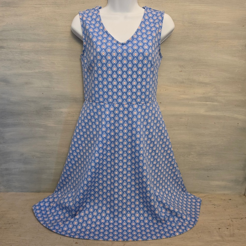Talbots Floral Medallion Print Vneck Sleeveless Knee Length Dress Size Small GC